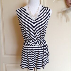 talbots  navy / cream top